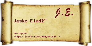 Jesko Elmó névjegykártya